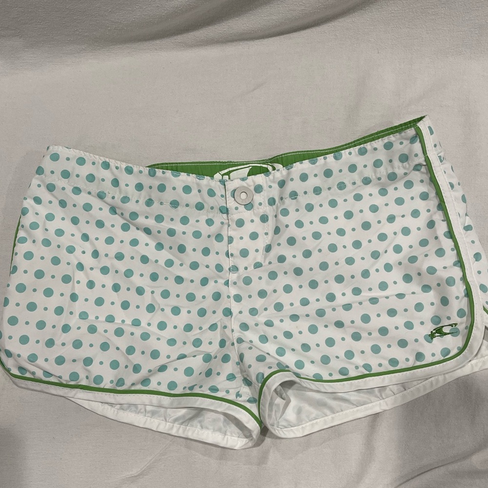 O’Neill White & Green Polka Dot Beach Shorts